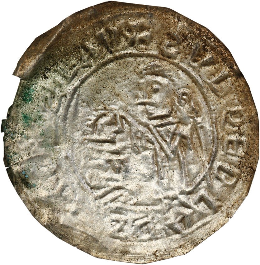 Bolesław III Krzywousty (1102-1138) Brakteat protekcyjny, 1135-1138